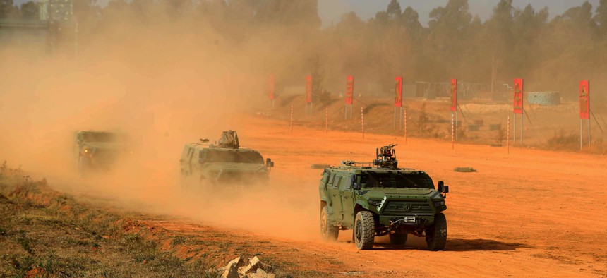 Troops with the People's Liberation Army Ground Force attend a drill on January 2021 in China's Yunnan Province.