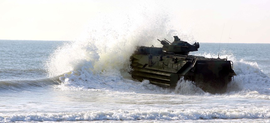 An Assault Amphibious Vehicle operates at Camp Lejeune, N.C., in 2017.