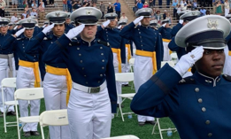 Cadets at the 2021 Air Force Academy graduation ceremony in Colorado Springs.