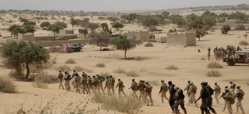 Chadian troops and Nigerian special forces participate with U.S. advisors in an exercise in Mao, Chad, on March 7, 2015. 