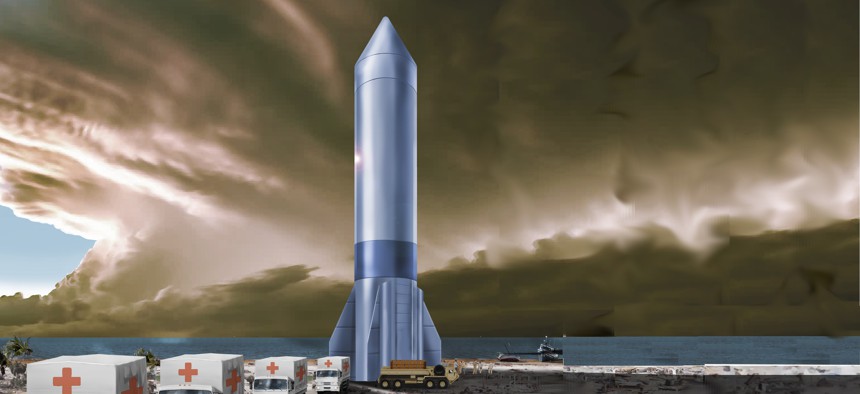 Illustration of Rocket Cargo concept.