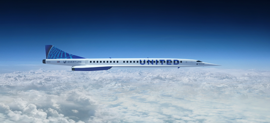 United Airlines illustration of its planned supersonic aircraft. 