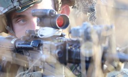 Soldier conducts a mission during a Joint Readiness Training Center exercise for the Integrated Tactical Network at Fort Polk, Louisiana, in March 2021.