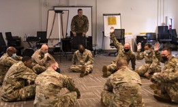 Soldiers participate in equal opportunity training at Fort Eustis, Virginia, June 23, 2020. 