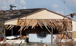 Debris litters Tyndall Air Force Base following Hurricane Michael on October 17, 2018 in Panama City, Florida.