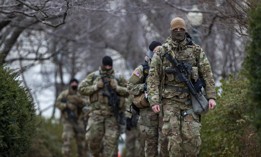 National Guard stand watch at the US Capitol on January 28, 2021, in Washington, DC. 