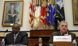 U.S. Secretary of Defense Lloyd Austin (L) and Chairman of the Joint Chiefs of Staff General Mark Milley (R) testify during a hearing before the House Committee on Armed Services at Rayburn House Office Building June 23, 2021 on Capitol Hill in Washington, DC.