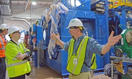 Hawaiian Electric Co. Manager of Generation Project Development Jack Shriver gives a tour of the Schofield Barracks Generating Station in 2018. 