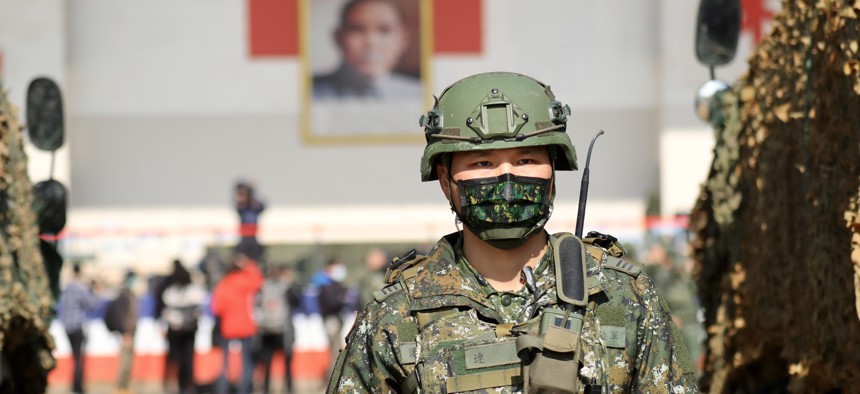 The Taiwan Ministry of National Defence holds the National Army Lunar New Year's Military Drill for Preparedness Enhancement 2021 in Hsinchu, Taiwan, on January 19, 2021.