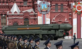 Russian nuclear missile rolls along Red Square during the military parade marking the 75th anniversary of Nazi defeat, on June 24, 2020, in Moscow, Russia. 
