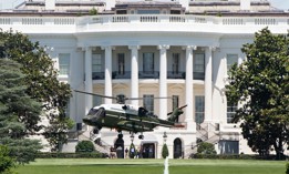A U.S. Marine Corps VH-92 helicopter takes off from the South Lawn of the White House on June 14, 2019. 