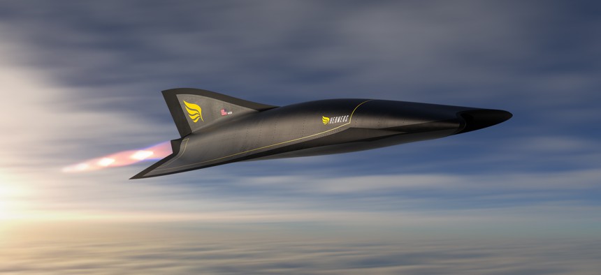 A concept image of the Hermeus Quarterhorse hypersonic aircraft.