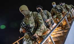 U.S. Army soldiers from the 10th Mountain Division arrive home from a 9-month deployment in Afghanistan on December 08, 2020 in Fort Drum, New York.
