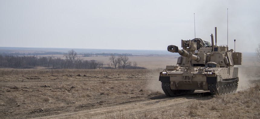 The U.S. Army tests an upgraded M109 Paladin howitzer at Fort Riley, Kansas, in 2018.