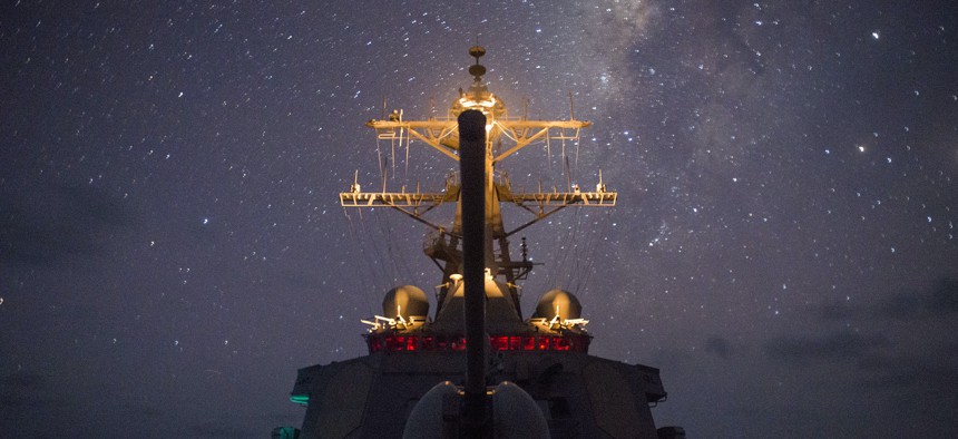 The guided-missile destroyer USS Gonzalez (DDG 66) transits the Gulf of Aden in 2016.