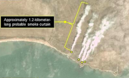 Satellite imagery shows Russian use of smoke operations in Crimea, part of an April 15 exercise. 