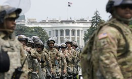 National Guard members deploy near the White House as peaceful protests are scheduled against police brutality and the death of George Floyd, on June 6, 2020.