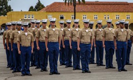 New Marines of India Company, 3rd Recruit Training Battalion, participate in a graduation ceremony at Marine Corps Recruit Depot, San Diego, June 3, 2021.