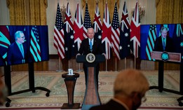 President Joe Biden announces that the United States will share nuclear submarine technology with Australia, as he is joined virtually by Prime Minister Scott Morrison of Australia and Prime Minister Boris Johnson of the United Kingdom, on Wednesday, Sept. 15, 2021. 