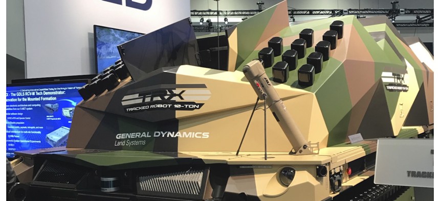 A prototype next-generation robotic combat vehicle from General Dynamics Land Systems, on display during the AUSA conference in Washington, D.C., October 12, 2021