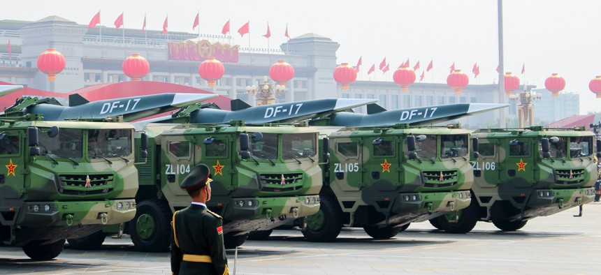 An earlier model of Chinese hypersonic missile, the DF-ZF, was on display at a 2019 parade.