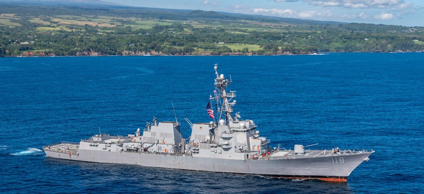 The U.S. Navy’s newest guided-missile destroyer, the future USS Daniel Inouye (DDG 118), is underway near Hilo, Hawaii, Nov. 16, 2021. 