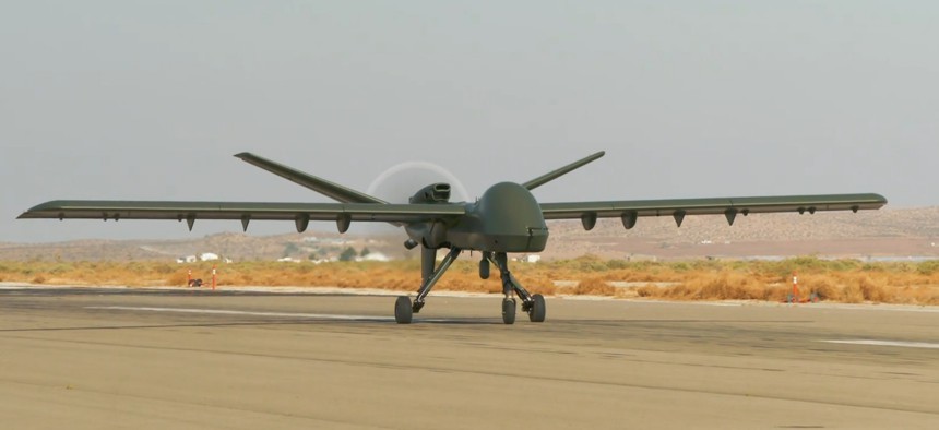 A General Atomics Mojave drone prototype seen during testing.