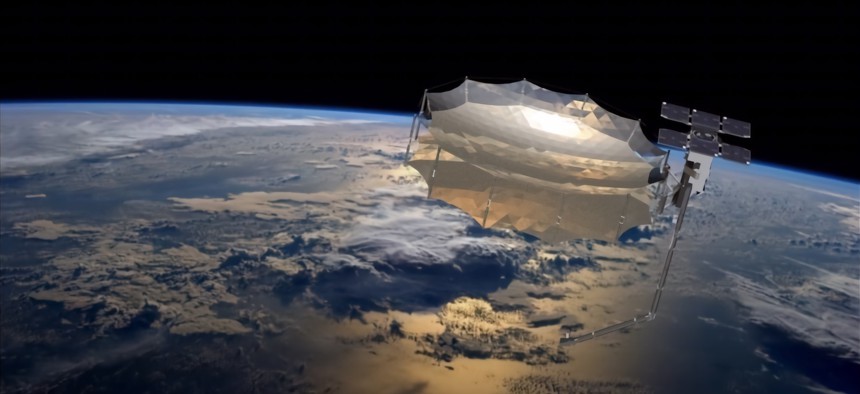 An artist’s rendering of one of Capella Space’s synthetic aperture radar satellites.
