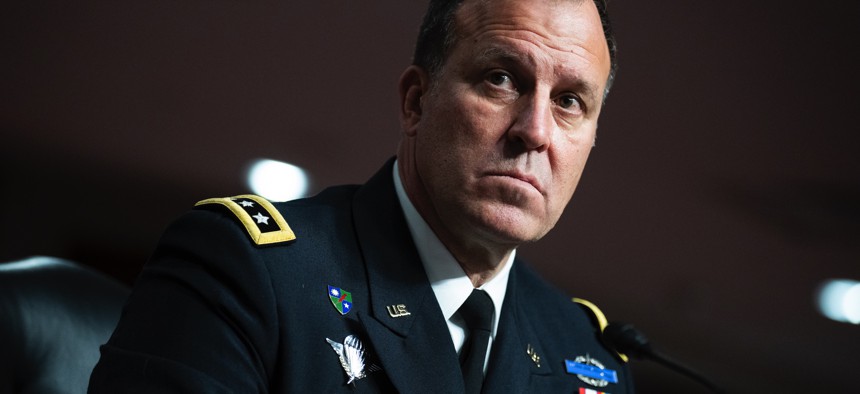 Lt. Gen. Michael Kurilla, nominee to be commander, United States Central Command, testifies during his Senate Armed Services Committee confirmation hearing in Dirksen Building on Tuesday, February 8, 2022.