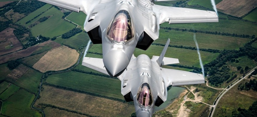 Italian F-35s fly over Estonia on a NATO Baltic Air Policing mission.