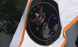 The flag of the new U.S. Space Command was unfurled at the White House in August 2019.