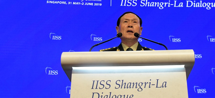 China's Defence Minister Wei Fenghe attends the IISS Shangri-La Dialogue summit in Singapore on June 2, 2019. 