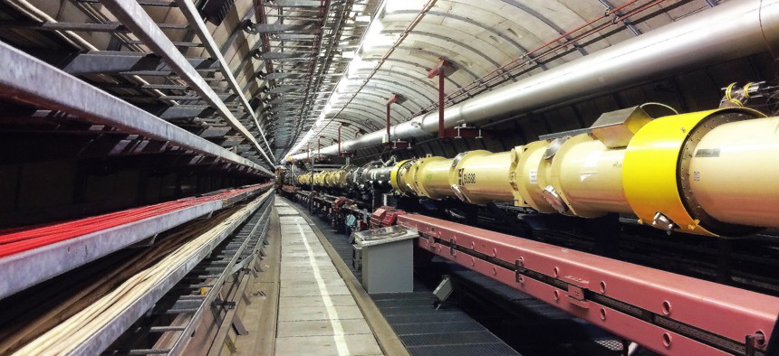 This is not China's new particle accelerator, of which images do not seem to be publicly available. It is the DESY HERA particle accelerator at Hamburg, Germany.