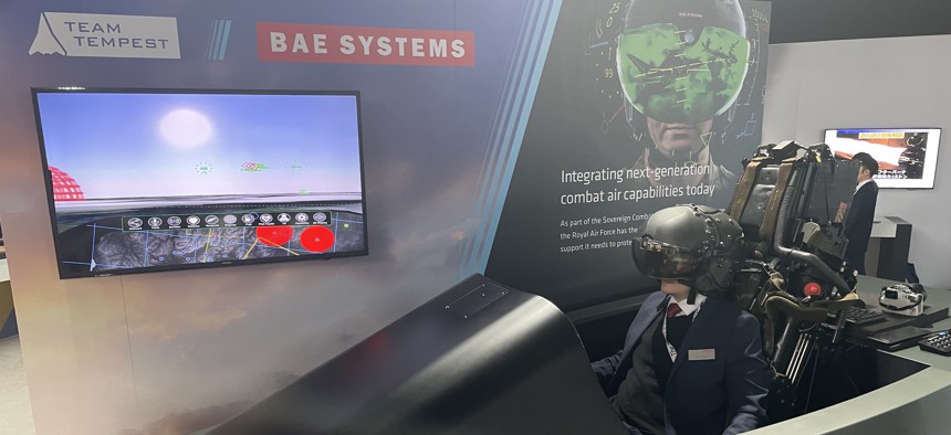 BAE Systems showed off a minimalist cockpit mockup for the next-gen Tempest jet at Farnborough Air Show 2022.