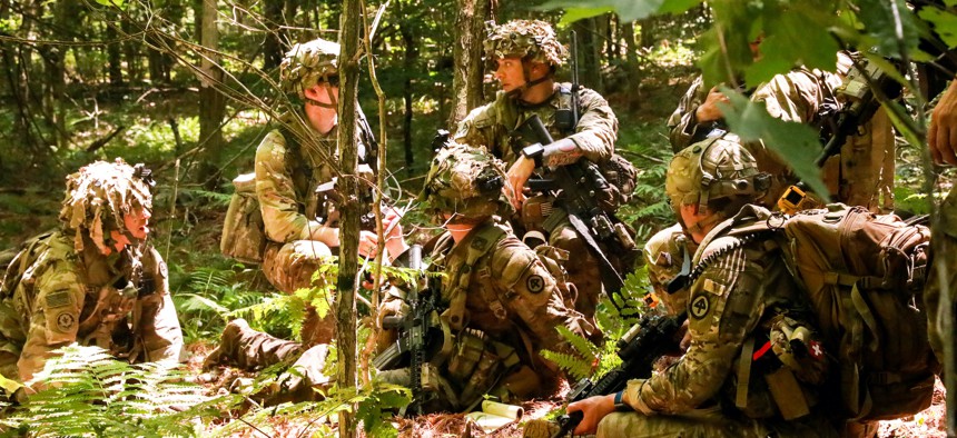 U.S. Army Soldiers assigned to Charlie Company, 1st Battalion, 181st Infantry Regiment, 44th Infantry Brigade Combat Team (IBCT), Massachusetts Army National Guard, conduct combat training exercises during the eXportable Combat Training Capability (XCTC) exercise on July 19, 2022 at Ft. Drum, N.Y. 