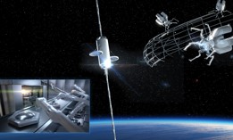 Renderings of self-propagating robots in space and at work