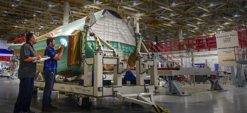 Northrop Grumman makes fuselages for the Lockheed Martin-led F-35 Lightning II, like this one at its Palmdale plant in 2015.