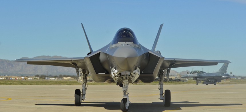The F-35 Lightning II makes its first appearance March 10, 2014, at Luke Air Force Base.