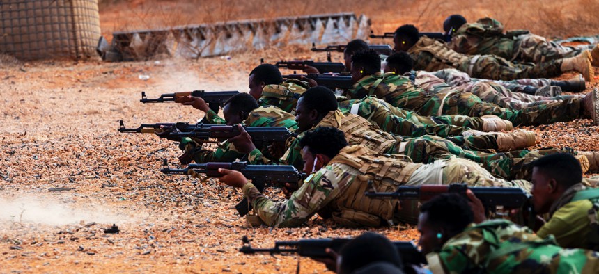 U.S. forces host a range day with the Danab Brigade in Somalia, April 5, 2021. 