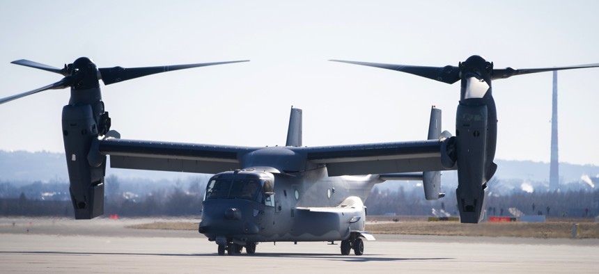 U.S. Air Force Bell-Boeing V-22 Osprey landed at Rzeszow-Jasionka Airport in Poland on 13 February 2022U.S. Air Force Bell-Boeing V-22 Osprey landed at Rzeszow-Jasionka Airport in Poland on February 13, 2022.