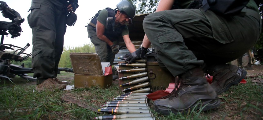 UKRAINE - AUGUST 24, 2022 - Anti-aircraft gunners of a special air defense unit of the National Guard of Ukraine are seen on a combat mission, Ukraine