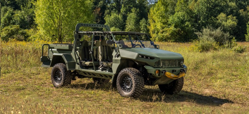 GM Defense showed off its All-Electric Military Concept Vehice (eISV) variant of its Infantry Squad Vehicle (ISV) at AUSA 2022.