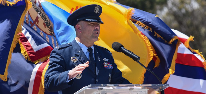 Brig. Gen. Anthony Mastalir at a base renaming ceremony in 2021. 