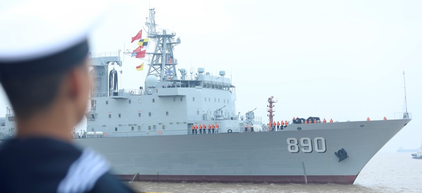 On Nov. 15, 2022, the supply ship Chaohu of the Chinese People's Liberation Army Navy returns to Zhoushan after helping to escort civilian vessels in the Gulf of Aden and off Somalia.