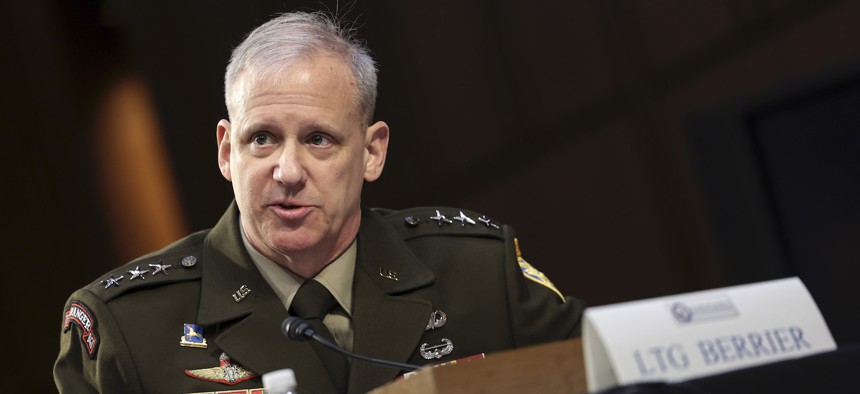  Defense Intelligence Agency (DIA) Director Lt. General Scott Berrier testify before the Senate Intelligence Committee on March 10, 2022 in Washington, DC. The committee held a hearing on worldwide threats. 