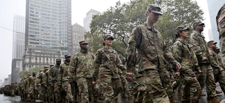 U.S. Army soldiers attend the 103rd annual Veterans Day Parade on November 11, 2022, in New York City. 