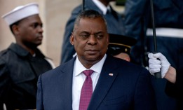 US Defense Secretary Lloyd Austin awaits the arrival of French Minister of the Armed Forces Sebastien Lecornu at the Pentagon in Washington, DC, on November 30, 2022.