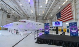 The ARTEMIS II Leidos Special Mission Aircraft ribbon-cutting ceremony, Dec. 8, 2022. 