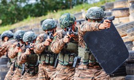 Special forces soldiers conduct a tactical formation training in Fangchenggang city, Guangxi province, China, Jan. 4, 2023. 