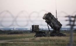 A MIM-104 Patriot air-defense system guards the Rzeszow airport near Poland's border with Ukraine in July 2022. Several countries have pledged to send their own Patriots to Ukrainian forces.